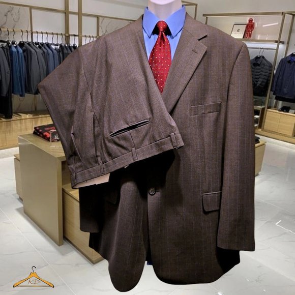 Stafford Washable Wool Suit - 50R/44, Gray w/Blue Pinstripes, NWT - Picture 1 of 14